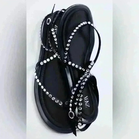 🔥🔥Zara Tied up rhinestone Flat - Picture 3 of 9